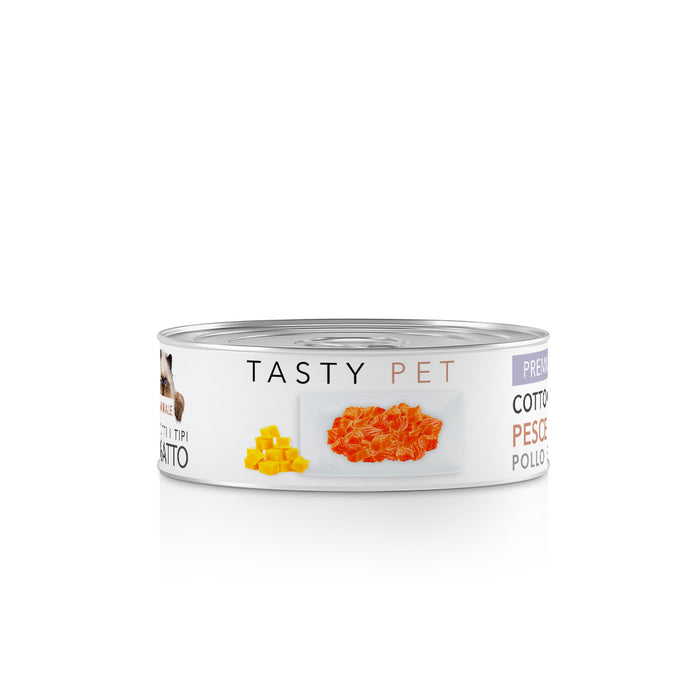 Tasty Pet Confezione di Alimento Completo Umido per Gatti - 5002 Pate' Premium Pesce e Ananas
