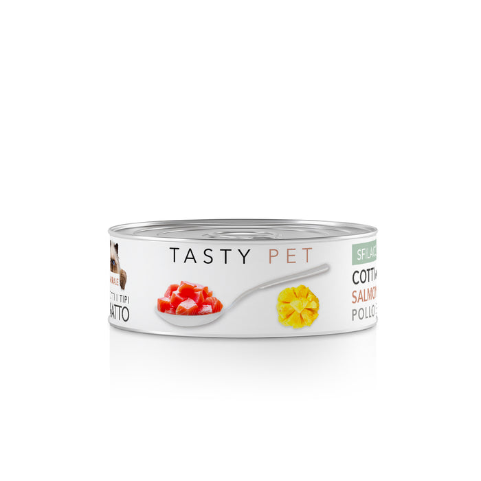 Tasty Pet Confezione di Alimento Completo Umido per Gatti - 5102 Sfilacci Salmone e Ananas