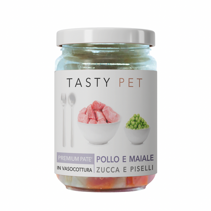 Tasty Pet Confezione di Alimento Completo Umido per Gatti - 4006 Pate' Premium Pollo Maiale Piselli