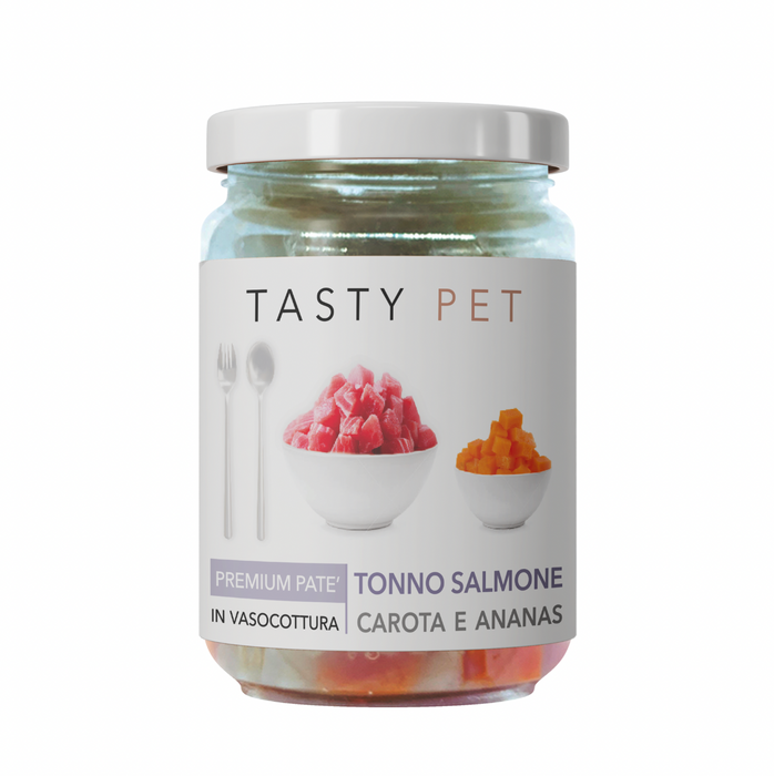 Premium tuna, salmon, carrot and pineapple pate for cats - 80g